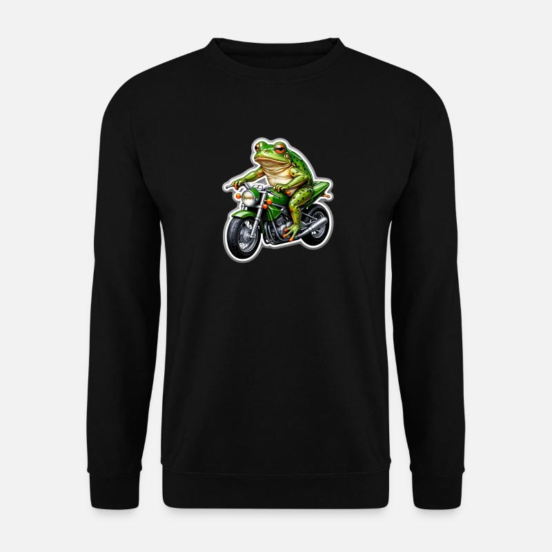 Frosch auf Motorrad - Unisex Pullover - Schwarz