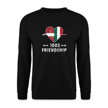 100 % amitié entre la Lettonie et l'Italie - Sweat-shirt Unisexe - noir - Devant - Alina (178cm) & Michal (187cm)