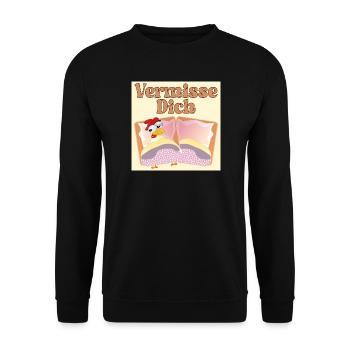 Vermisse Dich - Fernbeziehung - Unisex Pullover - Schwarz - Vorne - Alina (178cm) & Michal (187cm)