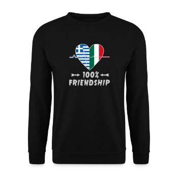 Greece and Italy 100% friendship - Unisex Sweatshirt - black - Front - Alina (178cm) & Michal (187cm)