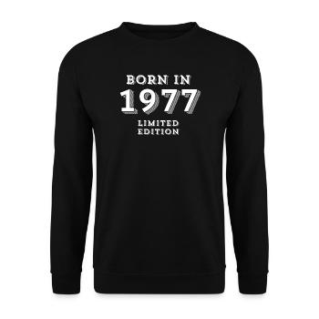geboren 1977, Geburtsjahr, 1977 - Unisex Pullover - Schwarz - Vorne - Alina (178cm) & Michal (187cm)