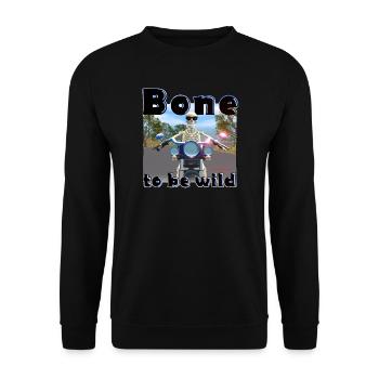 Skelett am Motorrad - Bone to be wild - Unisex Pullover - Schwarz - Vorne - Alina (178cm) & Michal (187cm)