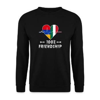 Armenien und Italien 100% Freundschaft - Unisex Pullover - Schwarz - Vorne - Alina (178cm) & Michal (187cm)