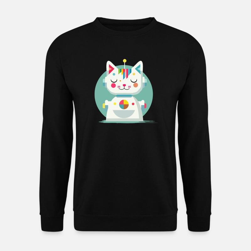 Geometric Robot Cat – Creative Illustration - Unisex Sweatshirt - black
