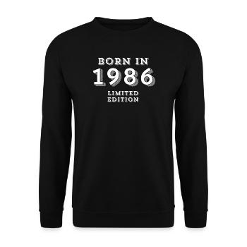 born in 1986, year of birth, 38 years old - Unisex Sweatshirt - black - Front - Alina (178cm) & Michal (187cm)