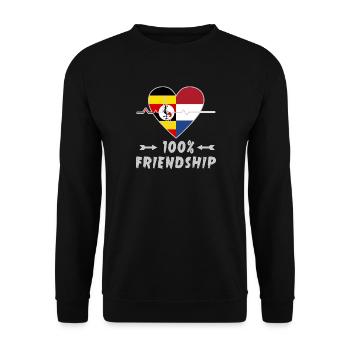 Uganda and the Netherlands 100% friendship - Unisex Sweatshirt - black - Front - Alina (178cm) & Michal (187cm)