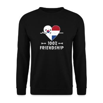 100 % amitié entre la Corée du Sud et les Pays-Bas - Sweat-shirt Unisexe - noir - Devant - Alina (178cm) & Michal (187cm)