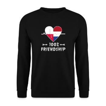 Polen und Niederlande 100% Freundschaft - Unisex Pullover - Schwarz - Vorne - Alina (178cm) & Michal (187cm)