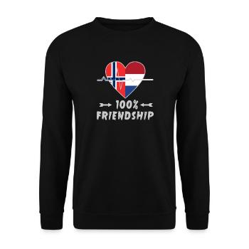 100 % amitié entre la Norvège et les Pays-Bas - Sweat-shirt Unisexe - noir - Devant - Alina (178cm) & Michal (187cm)