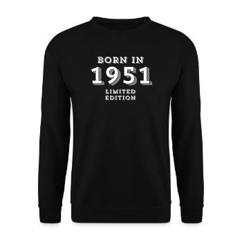 year of birth, 1951, 73 years - Unisex Sweatshirt - black - Front - Alina (178cm) & Michal (187cm)