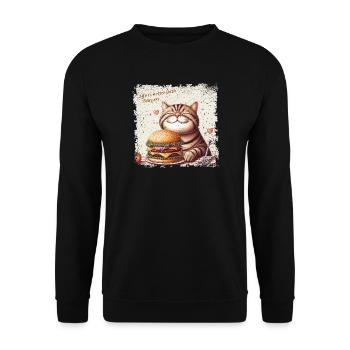 Life is better with Burgers - happy Cat - Unisex Sweatshirt - black - Front - Alina (178cm) & Michal (187cm)