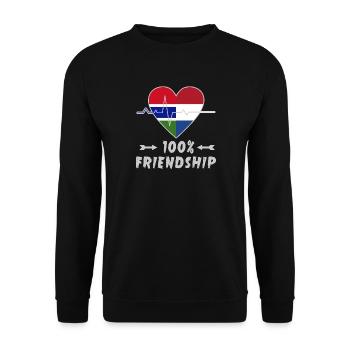 Gambia and Netherlands 100% friendship - Unisex Sweatshirt - black - Front - Alina (178cm) & Michal (187cm)