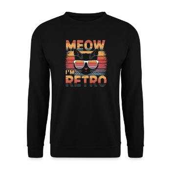 Retro Cat with Sunglasses and Text - Unisex Sweatshirt - black - Front - Alina (178cm) & Michal (187cm)