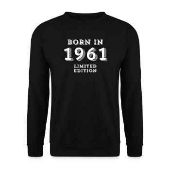 1961, date de naissance, 63 ans, naissance - Sweat-shirt Unisexe - noir - Devant - Alina (178cm) & Michal (187cm)