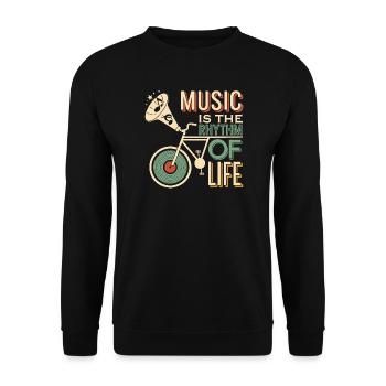 Musik ist der Rhythmus des Lebens - Unisex Pullover - Schwarz - Vorne - Alina (178cm) & Michal (187cm)