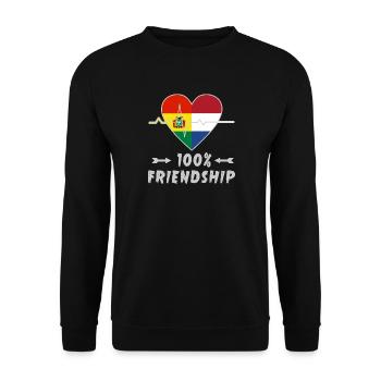 Bolivien und Niederlande 100% Freundschaft - Unisex Pullover - Schwarz - Vorne - Alina (178cm) & Michal (187cm)
