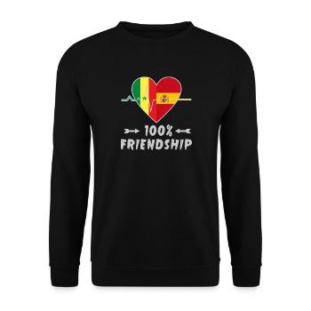 100 % amitié entre le Sénégal et l'Espagne - Sweat-shirt Unisexe - noir - Devant - Alina (178cm) & Michal (187cm)