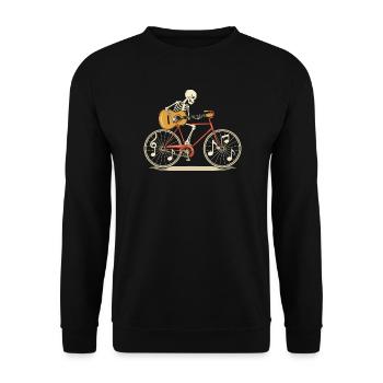 Skelett Fahrrad Gitarre Jam Halloween - Unisex Pullover - Schwarz - Vorne - Alina (178cm) & Michal (187cm)