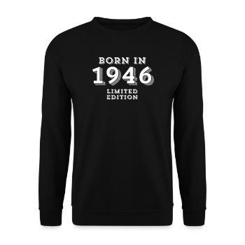 1946, année de naissance, 78 ans - Sweat-shirt Unisexe - noir - Devant - Alina (178cm) & Michal (187cm)