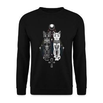 Deux Chats Bastet Dualité Ankh Chat Déesse - Sweat-shirt Unisexe - noir - Devant - Alina (178cm) & Michal (187cm)