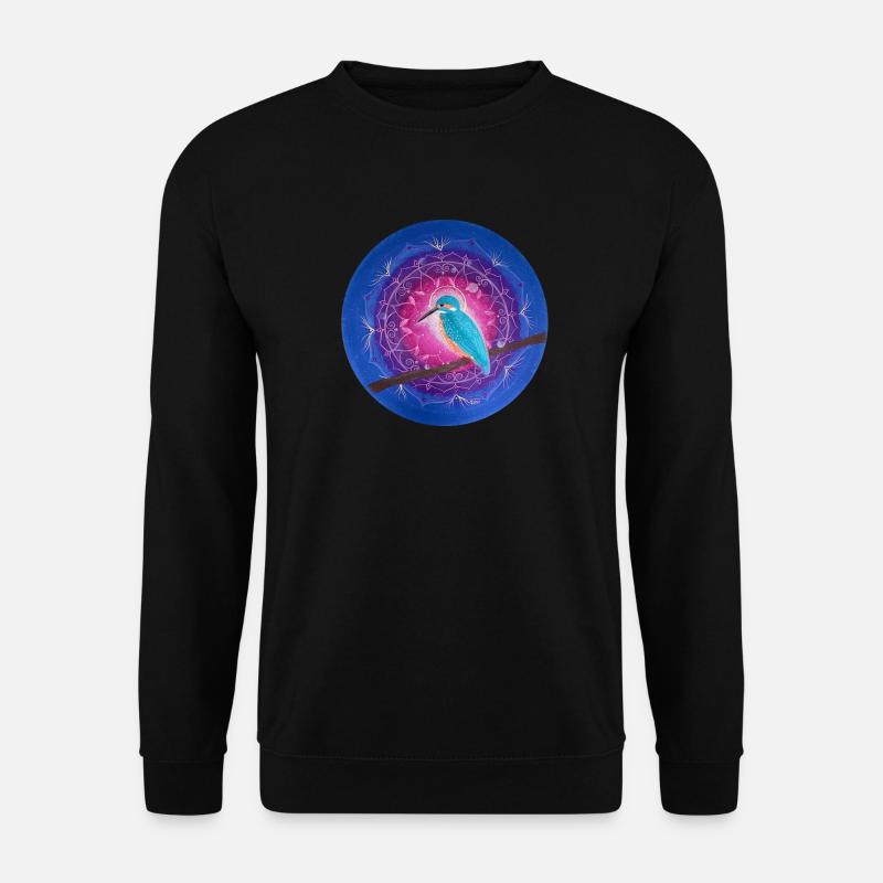 Mystischer Eisvogel mit Mandala - Unisex Pullover - Schwarz