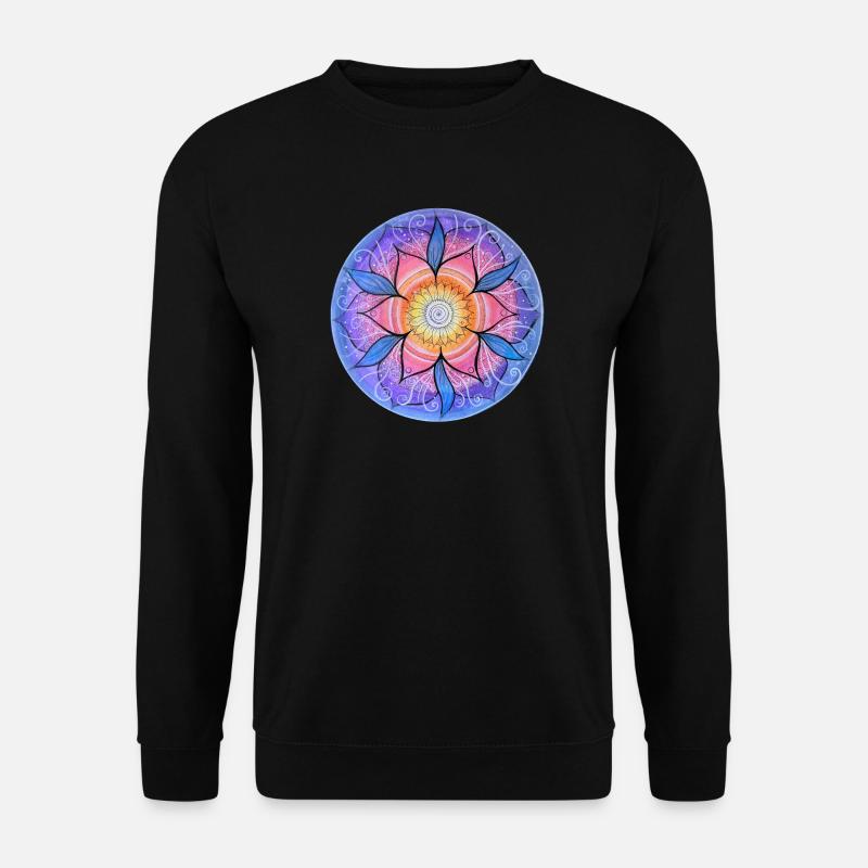 Blumenmandala in lebendigen Farben - Unisex Pullover - Schwarz