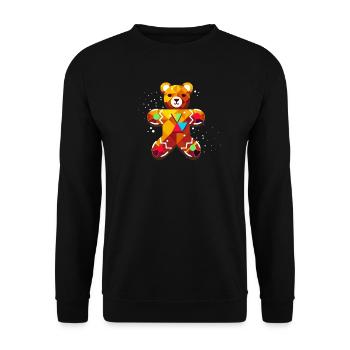 süßer Lebkuchen Bär – Festliches Weihnachtsdesign - Unisex Pullover - Schwarz - Vorne - Alina (178cm) & Michal (187cm)