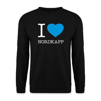 I LOVE NORDKAPP Norway Norwegen - Unisex Sweatshirt - black - Front - Alina (178cm) & Michal (187cm)