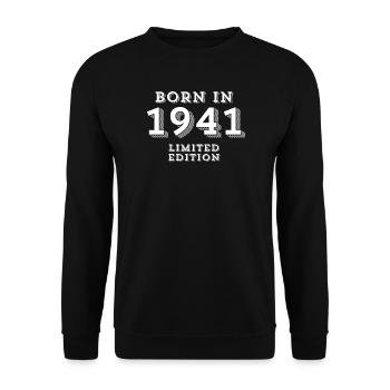 83 years, year of birth, date of birth - Unisex Sweatshirt - black - Front - Alina (178cm) & Michal (187cm)