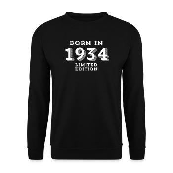 90 years, year of birth, date of birth - Unisex Sweatshirt - black - Front - Alina (178cm) & Michal (187cm)