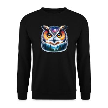 Eule - Unisex Pullover - Schwarz - Vorne - Alina (178cm) & Michal (187cm)