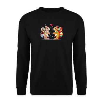 Deux écureuils avec un coeur coloré qui attire l’attention - Sweat-shirt Unisexe - noir - Devant - Alina (178cm) & Michal (187cm)