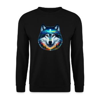 Wolf - Unisex Sweatshirt - black - Front - Alina (178cm) & Michal (187cm)