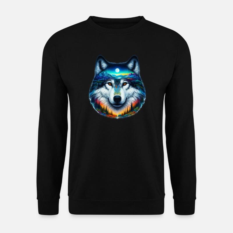 Wolf - Unisex Pullover - Schwarz