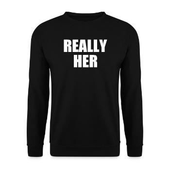 really her - Sweat-shirt Unisexe - noir - Devant - Alina (178cm) & Michal (187cm)