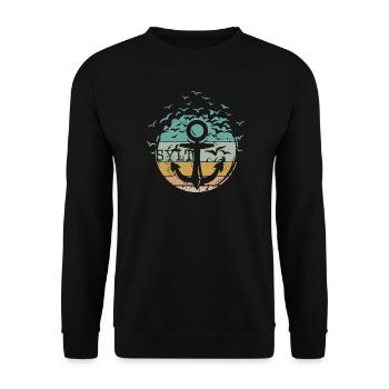 Ancre rétro Sylt oiseau mouettes vintage île mer - Sweat-shirt Unisexe - noir - Devant - Alina (178cm) & Michal (187cm)