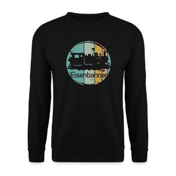 retro Lok Eisenbahner vintage alte Bahn Zug Symbol - Unisex Pullover - Schwarz - Vorne - Alina (178cm) & Michal (187cm)