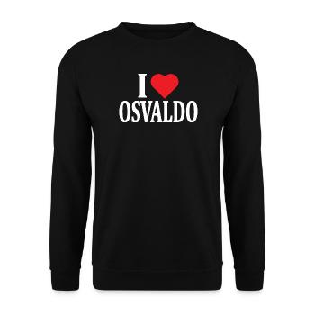 t shirt I love Osvaldo t-shirt gift idea - Unisex Sweatshirt - black - Front - Alina (178cm) & Michal (187cm)