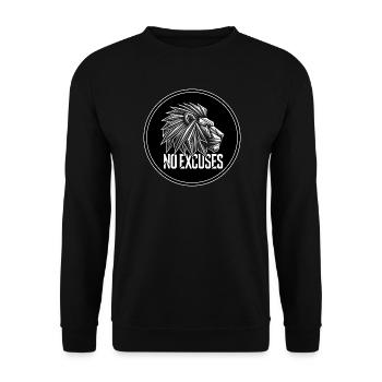 Geometrischer Löwe No Excuses - Unisex Pullover - Schwarz - Vorne - Alina (178cm) & Michal (187cm)