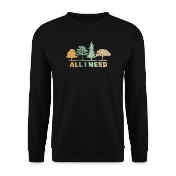 retro Wald Baum Symbol all i need Natur Outdoor - Unisex Pullover - Schwarz - Vorne - Alina (178cm) & Michal (187cm)