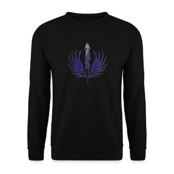 Nachtflügel Fackel Ranken - Unisex Pullover - Schwarz - Vorne - Alina (178cm) & Michal (187cm)