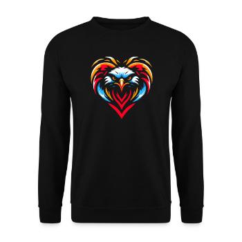 Oiseau de proie dans le cœur - Sweat-shirt Unisexe - noir - Devant - Alina (178cm) & Michal (187cm)