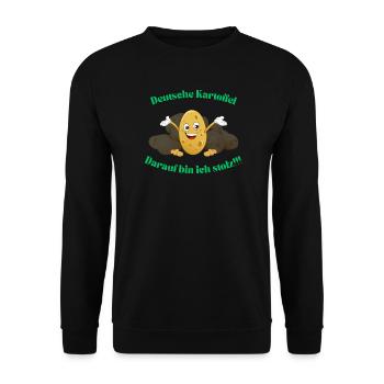 Deutsche Kartoffel und stolz drauf. German Potatoe - Unisex Pullover - Schwarz - Vorne - Alina (178cm) & Michal (187cm)