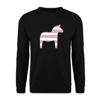 Dala Horse Stripe Pink Girl Scandinavian Decoration - Unisex Sweatshirt - black - Front - Alina (178cm) & Michal (187cm)