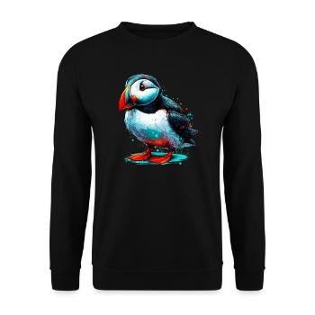 Papageitaucher - Unisex Pullover - Schwarz - Vorne - Alina (178cm) & Michal (187cm)