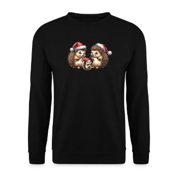 Christmas | A cute family of hedgehogs - Unisex Sweatshirt - black - Front - Alina (178cm) & Michal (187cm)