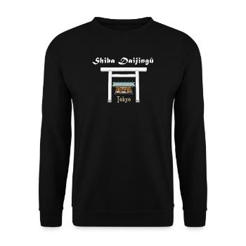 Tokyo, Shiba Daijingu Shrine, drawing Japan - Unisex Sweatshirt - black - Front - Alina (178cm) & Michal (187cm)
