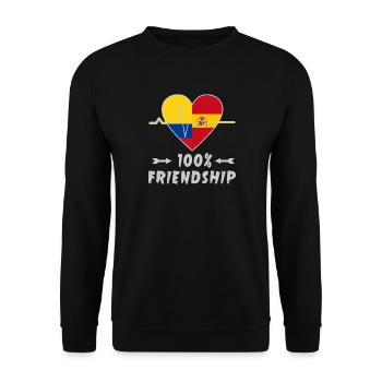 100 % amitié entre la Colombie et l'Espagne - Sweat-shirt Unisexe - noir - Devant - Alina (178cm) & Michal (187cm)