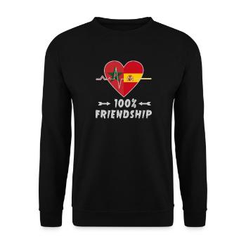 100 % amitié entre le Maroc et l'Espagne - Sweat-shirt Unisexe - noir - Devant - Alina (178cm) & Michal (187cm)