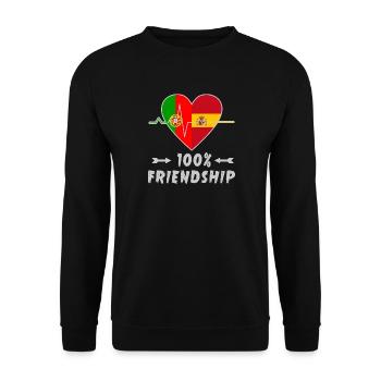 100 % amitié entre le Portugal et l'Espagne - Sweat-shirt Unisexe - noir - Devant - Alina (178cm) & Michal (187cm)